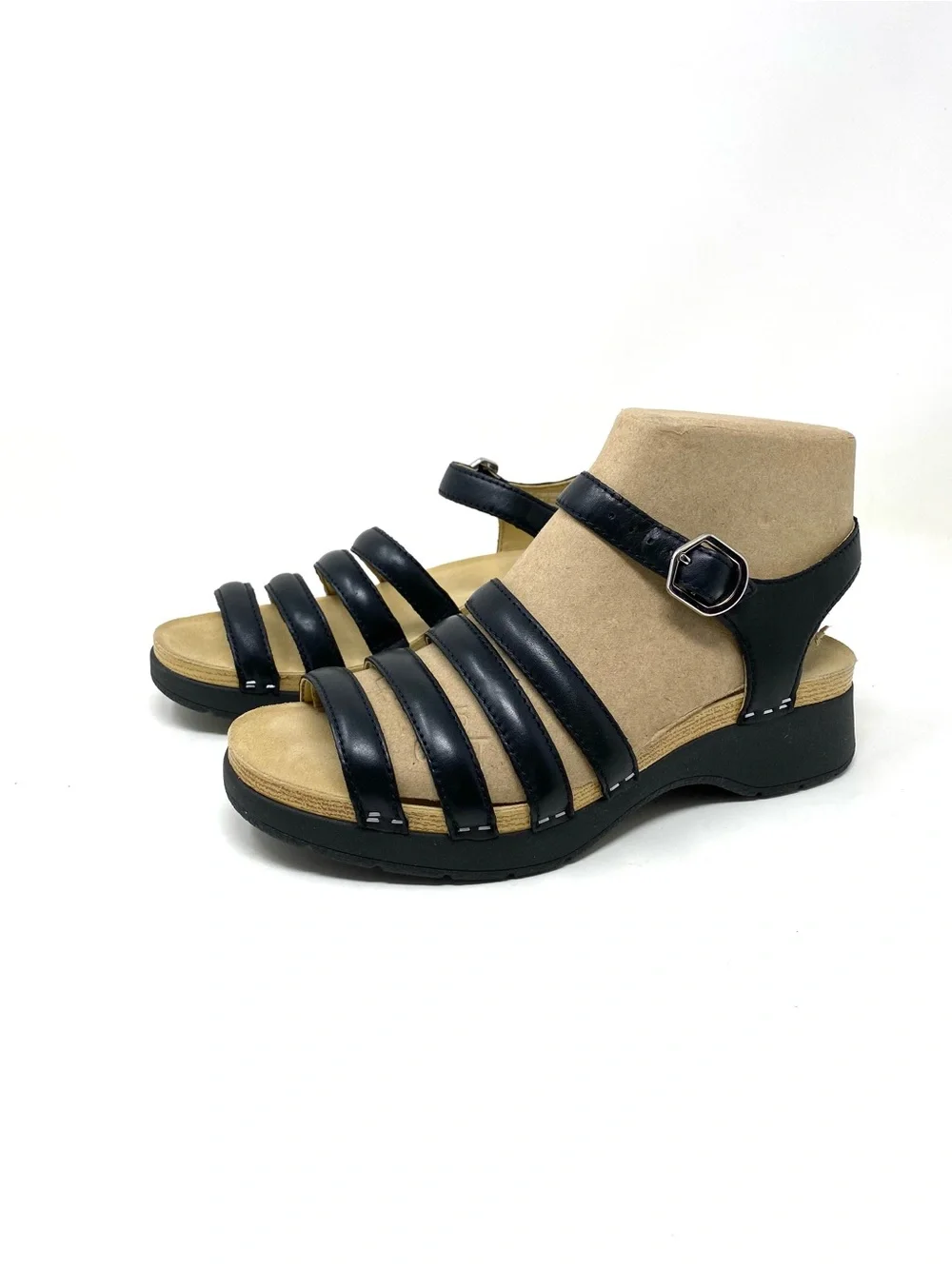 Dansko Roxie Nappa Leather Black Strappy Sandals
